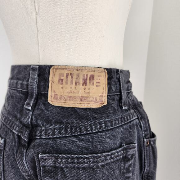 Vintage 90s Gitano Black Wash High Rise Tapered Leg Denim Jeans 2 80s - Picture 6 of 9